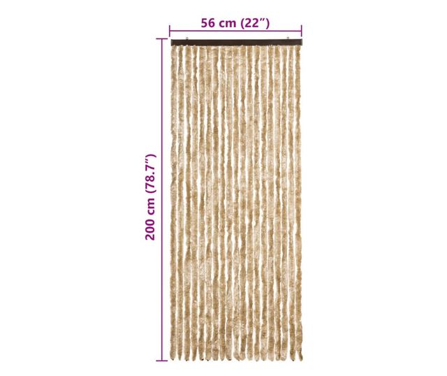 Завеса против насекоми, бежова, 56x200 см, шенил