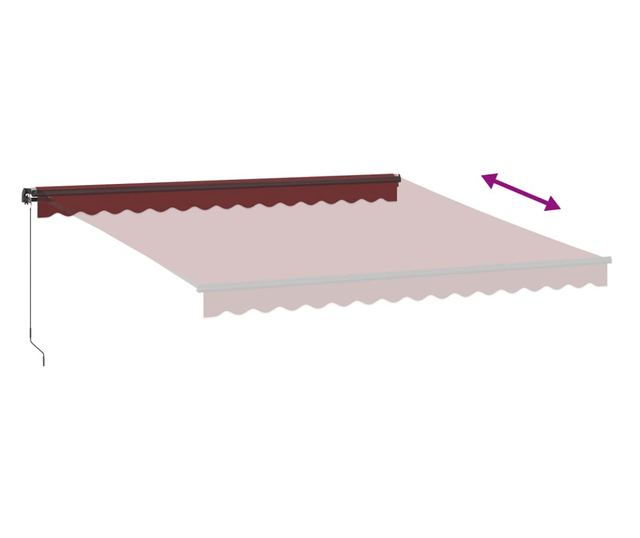 Ръчно прибираща се тента с LED, бордо, 400x350 см