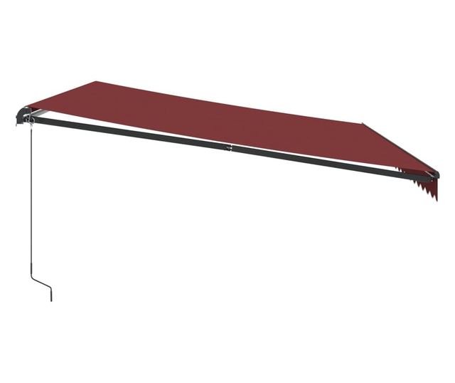 Ръчно прибираща се тента с LED, бордо, 500x350 см