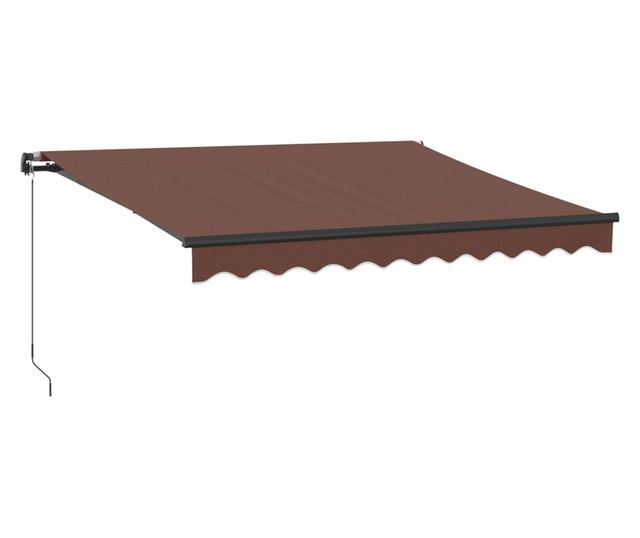 Ръчно прибираща се тента с LED, кафява, 300x250 см