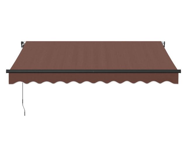 Ръчно прибираща се тента с LED, кафява, 300x250 см