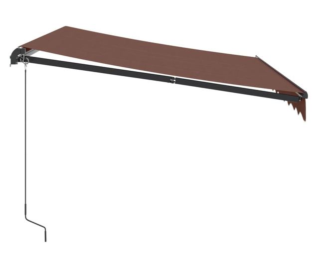 Ръчно прибираща се тента с LED, кафява, 300x250 см