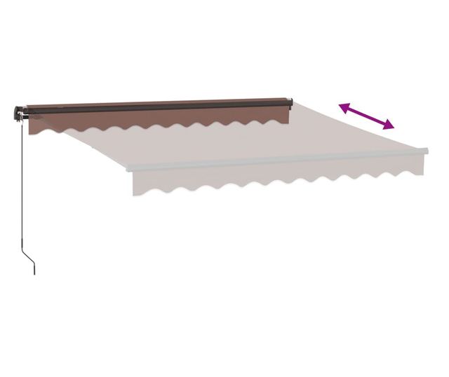 Ръчно прибираща се тента с LED, кафява, 300x250 см