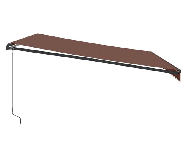 Ръчно прибиращ се сенник, кафяв, 450x300 см