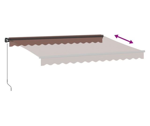 Ръчно прибираща се тента с LED, кафява, 350x250 см