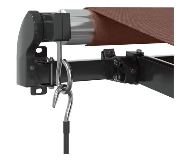 Ръчно прибираща се тента с LED, кафява, 350x250 см