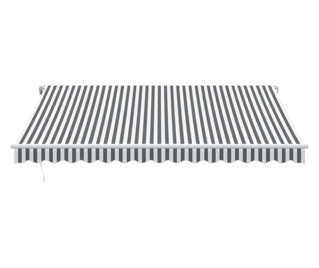 Ръчно прибираща се тента, антрацит и бял, 400x300 см