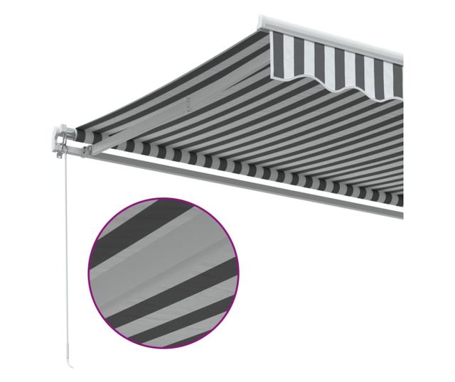 Ръчно прибираща се тента, антрацит и бял, 400x300 см