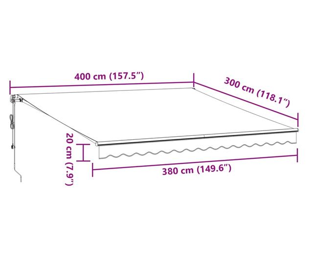 Автоматично прибираща се тента, антрацит и бял, 400x300 см