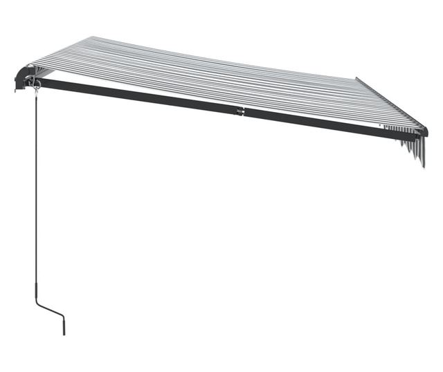 Ръчно прибираща се тента с LED, антрацит и бял, 300x250 см