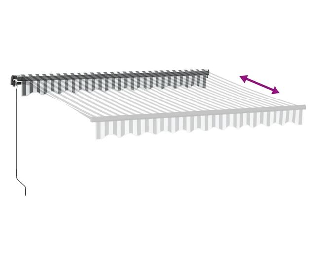 Ръчно прибираща се тента с LED, антрацит и бял, 300x250 см