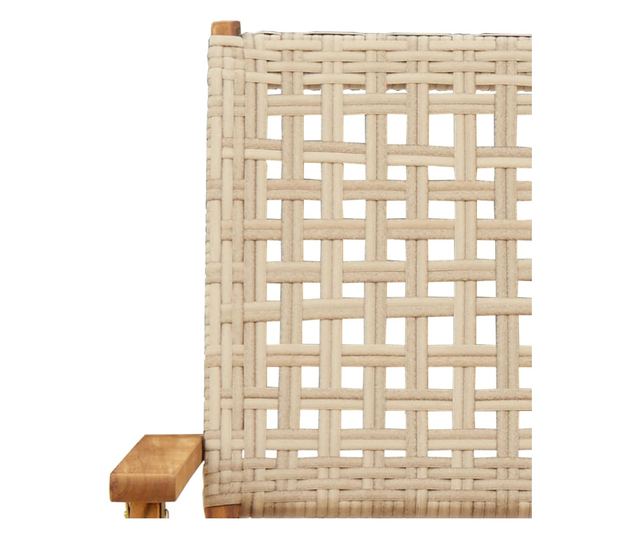 Сгъваеми градински столове 6 бр бежов полиратан и дърво масив