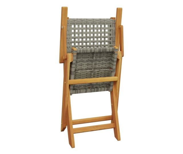 Сгъваеми градински столове, 6 бр, сив, полиратан и дърво масив