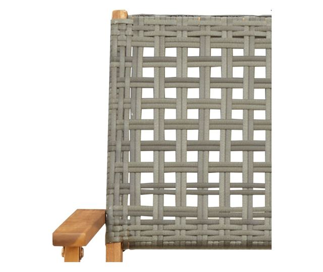 Сгъваеми градински столове, 8 бр, сив, полиратан и дърво масив