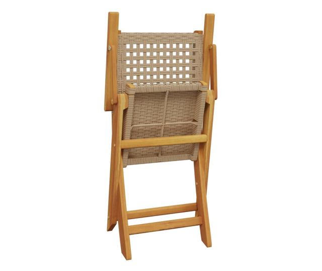 Сгъваеми градински столове 4 бр бежов полиратан и дърво масив