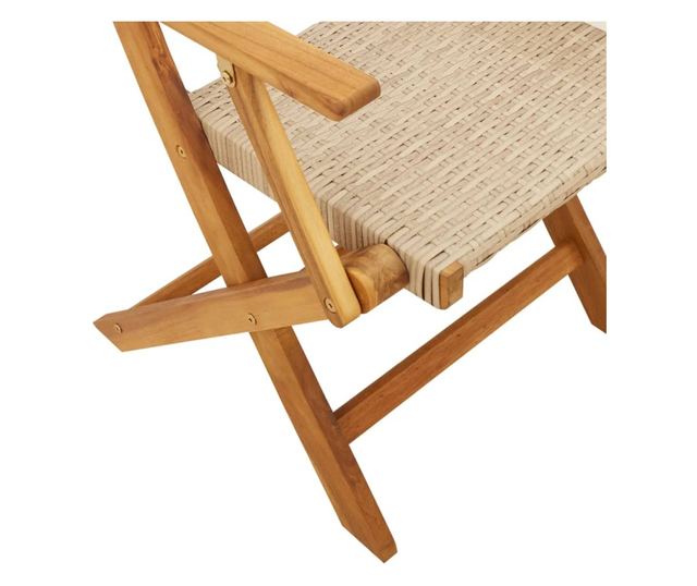 Сгъваеми градински столове 4 бр бежов полиратан и дърво масив