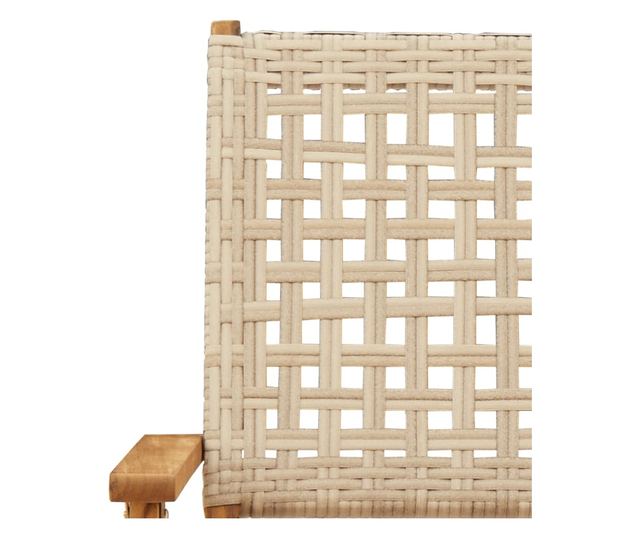 Сгъваеми градински столове 4 бр бежов полиратан и дърво масив