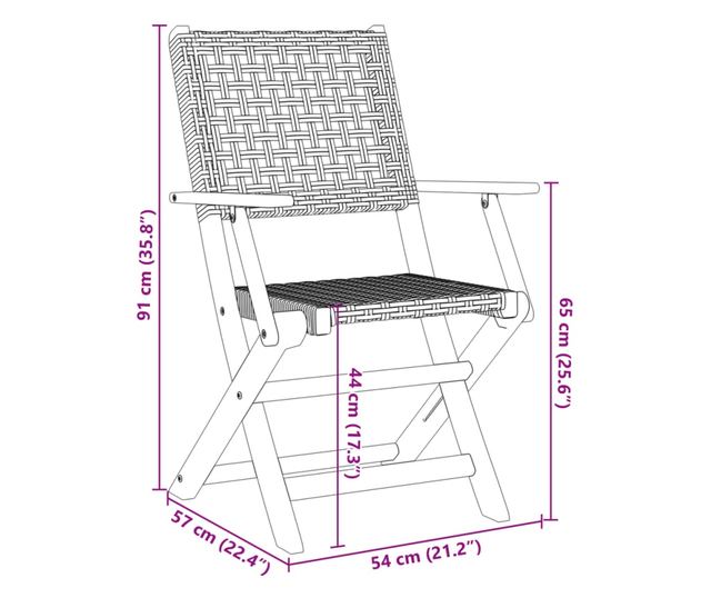 Сгъваеми градински столове 4 бр бежов полиратан и дърво масив