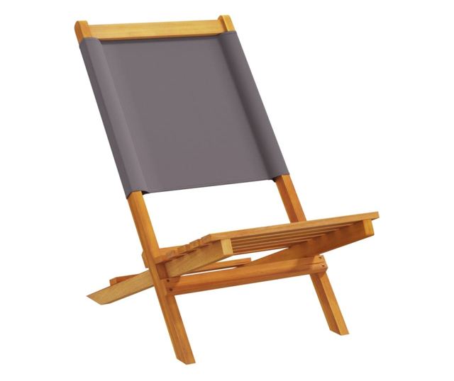 Сгъваеми градински столове, 4 бр, антрацит, плат и дърво масив