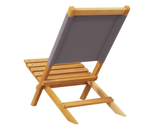 Сгъваеми градински столове, 4 бр, антрацит, плат и дърво масив