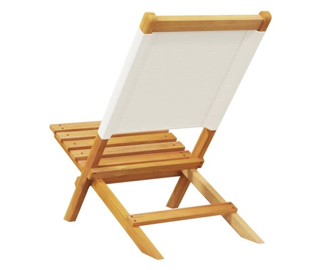 Сгъваеми градински столове, 8 бр, кремави, плат и дърво масив