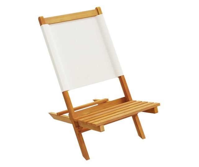 Сгъваеми градински столове, 6 бр, кремави, плат и дърво масив