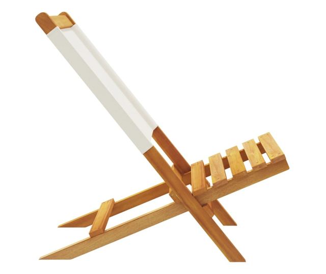 Сгъваеми градински столове, 6 бр, кремави, плат и дърво масив