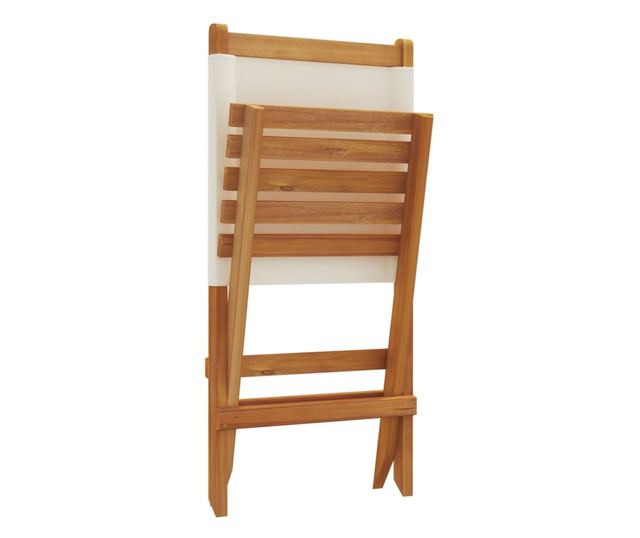 Сгъваеми градински столове, 6 бр, кремави, плат и дърво масив