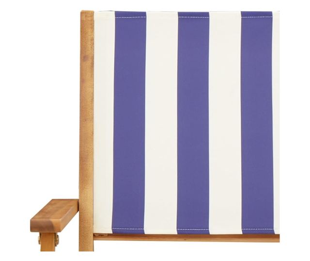 Сгъваеми градински столове 4 бр синьо-бял плат и дърво масив