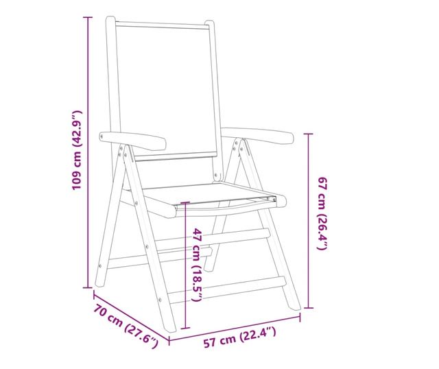 Накланящи градински столове 4 бр синьо-бял плат и дърво масив