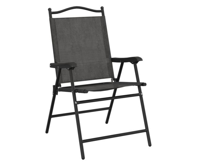 Сгъваеми градински столове 8 бр меланж сив стомана и текстилен