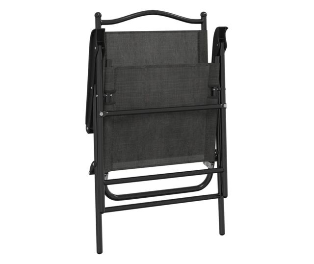 Сгъваеми градински столове 8 бр меланж сив стомана и текстилен