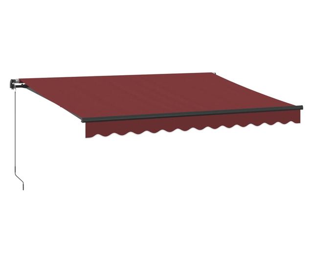 Ръчно прибираща се тента с LED, бордо, 350x250 см