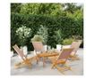 Сгъваеми градински столове, 4 бр, таупе, плат и дърво масив