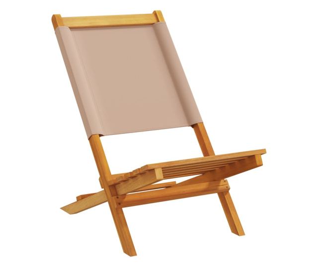 Сгъваеми градински столове, 4 бр, таупе, плат и дърво масив