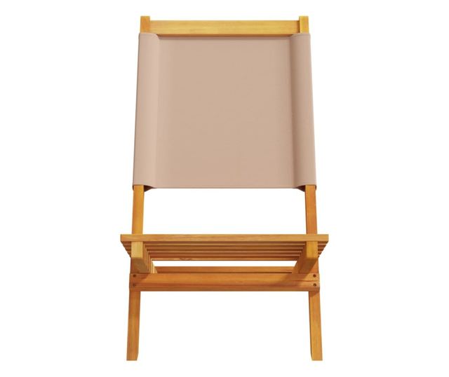 Сгъваеми градински столове, 4 бр, таупе, плат и дърво масив
