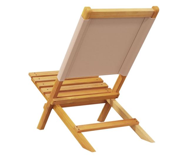 Сгъваеми градински столове, 4 бр, таупе, плат и дърво масив
