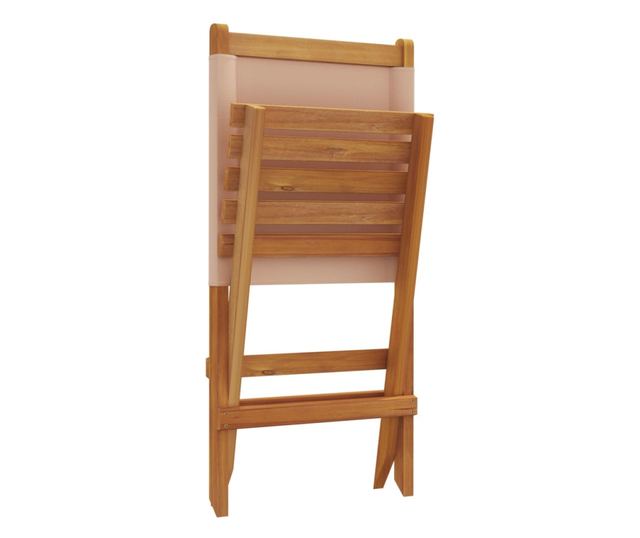 Сгъваеми градински столове, 4 бр, таупе, плат и дърво масив