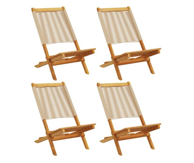 Сгъваеми градински столове, 4 бр, бежови, акация масив