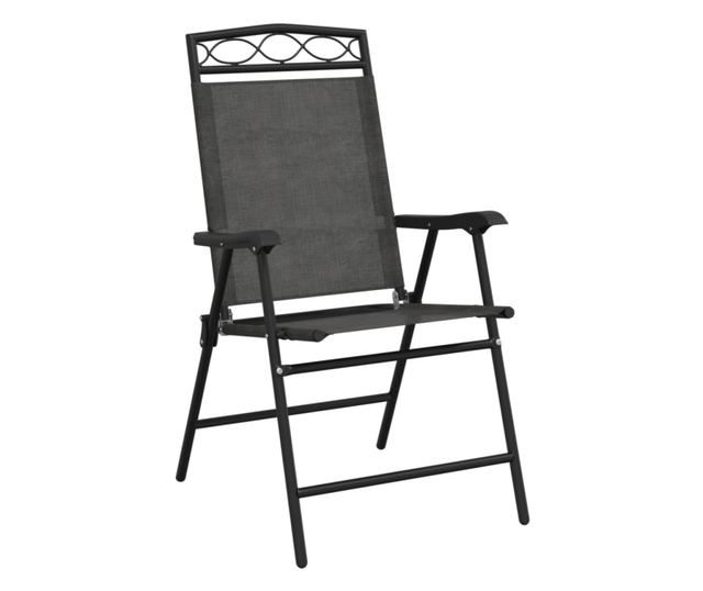 Сгъваеми градински столове 8 бр меланж сив стомана и текстилен