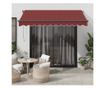 Ръчно прибираща се тента с LED, бордо, 300x250 см