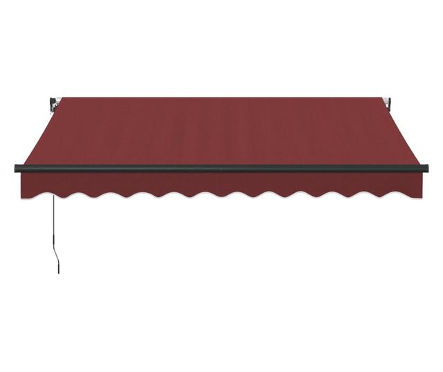 Ръчно прибираща се тента с LED, бордо, 300x250 см