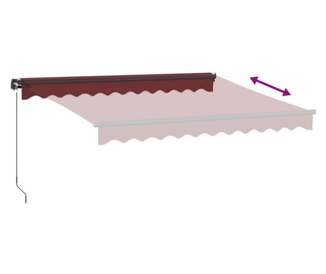 Ръчно прибираща се тента с LED, бордо, 300x250 см