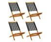 Сгъваеми градински столове, 4 бр, черни, акация масив