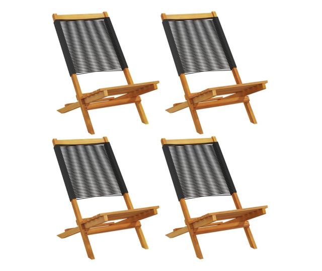 Сгъваеми градински столове, 4 бр, черни, акация масив