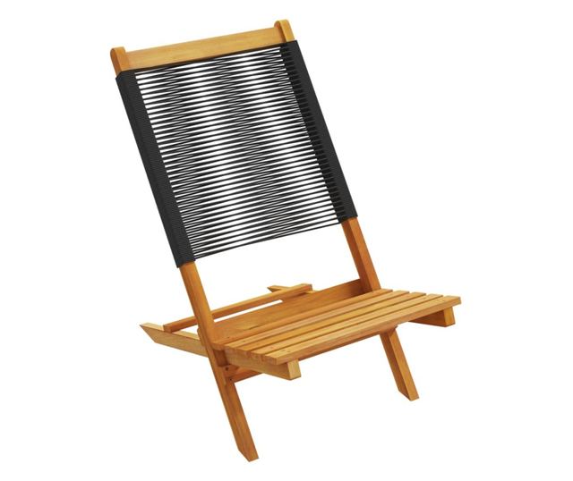 Сгъваеми градински столове, 4 бр, черни, акация масив