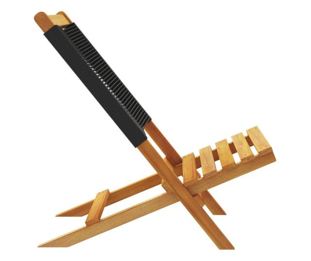 Сгъваеми градински столове, 4 бр, черни, акация масив