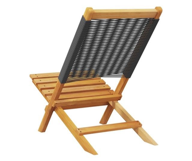 Сгъваеми градински столове, 4 бр, черни, акация масив