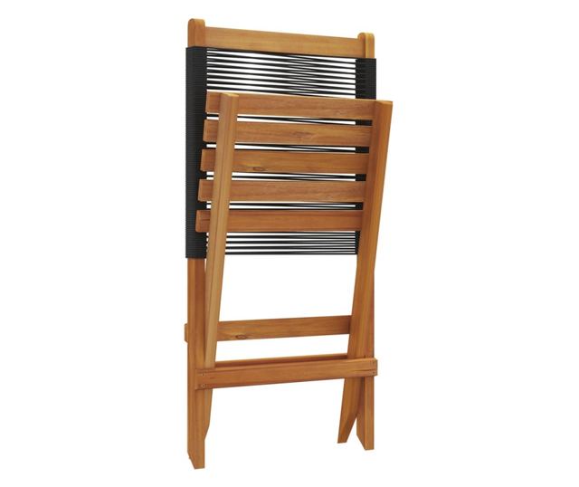 Сгъваеми градински столове, 4 бр, черни, акация масив