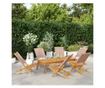 Сгъваеми градински столове, 6 бр, таупе, плат и дърво масив